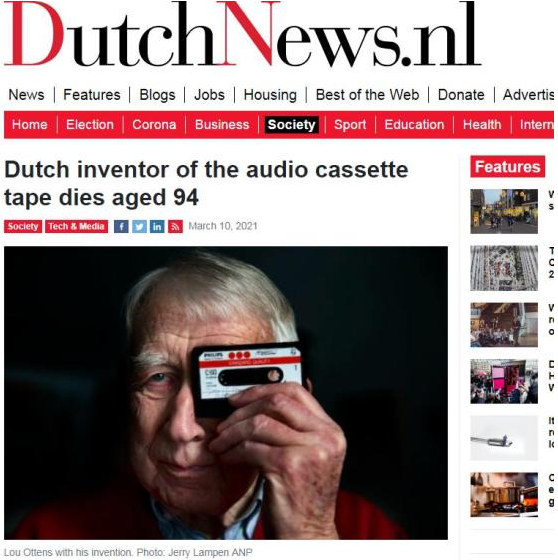 你用过盒式磁带吗？发明它的荷兰老人去世享年94岁